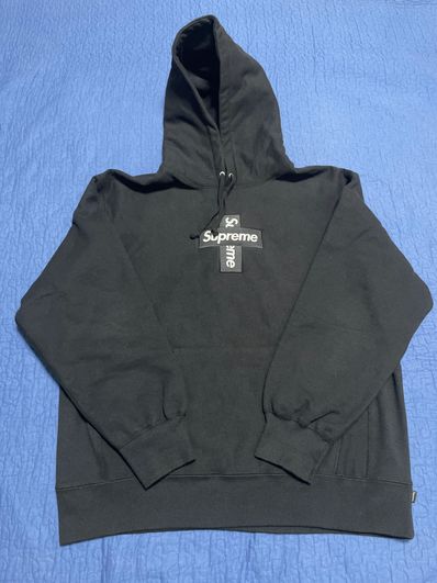 Supreme Cross Box Logo Hooded Sweatshirt "Black"