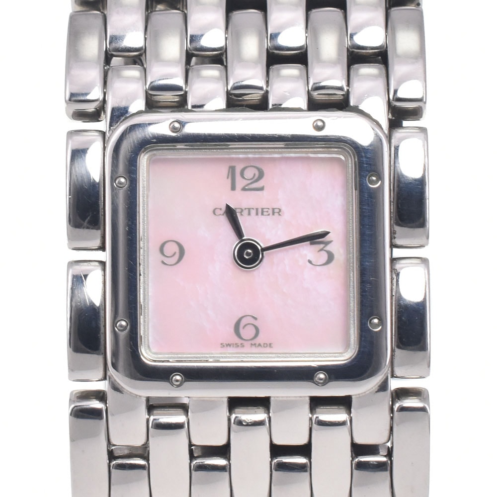 カルティエ CARTIER W61003T9 パンテールリュバン ピンクシェル クォーツ レディース 美品 腕時計 H#147103