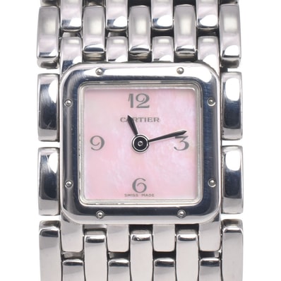 カルティエ CARTIER W61003T9 パンテールリュバン ピンクシェル クォーツ レディース 美品 腕時計 H#147103