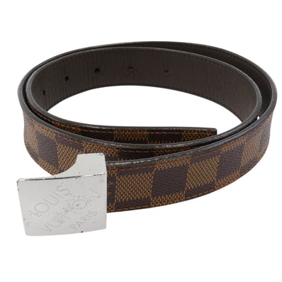 LOUIS VUITTON ルイ・ヴィトン ベルト M6803 ダミエ ロゴバックル サンチュール キャレ レザー ベルト ブラウン系【中古】