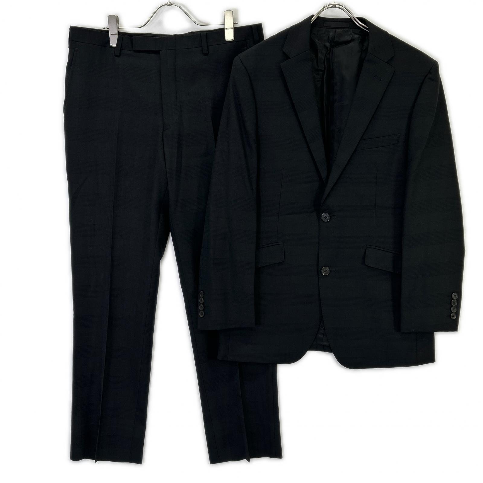 バーバリーブラックレーベル ブラック シャドウチェック柄 総裏スーツ