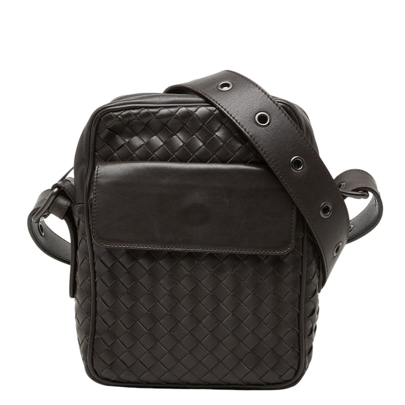 ボッテガヴェネタ イントレチャート ショルダーバッグ 163313 ブラウン レザー レディース BOTTEGAVENETA 【中古】