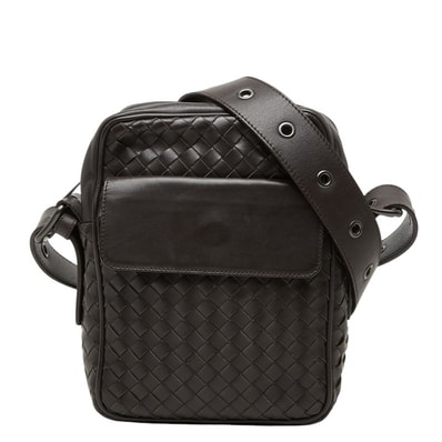 ボッテガヴェネタ イントレチャート ショルダーバッグ 163313 ブラウン レザー レディース BOTTEGAVENETA 【中古】