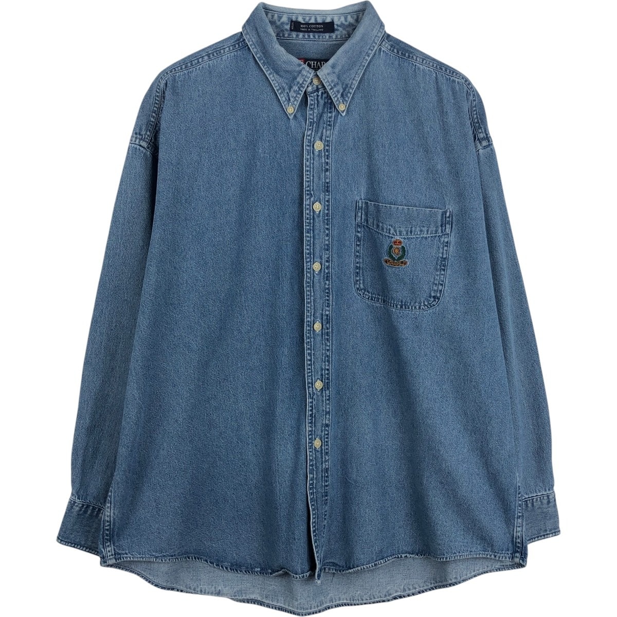 古着 ラルフローレン Ralph Lauren CHAPS チャップス 長袖 ボタンダウンデニムシャツ メンズXL相当/eaa672383