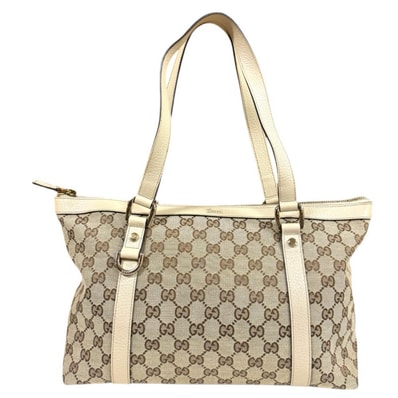 グッチ アビーライン トートバッグ GGキャンバス 141470 ベージュ レディース GUCCI 中古
