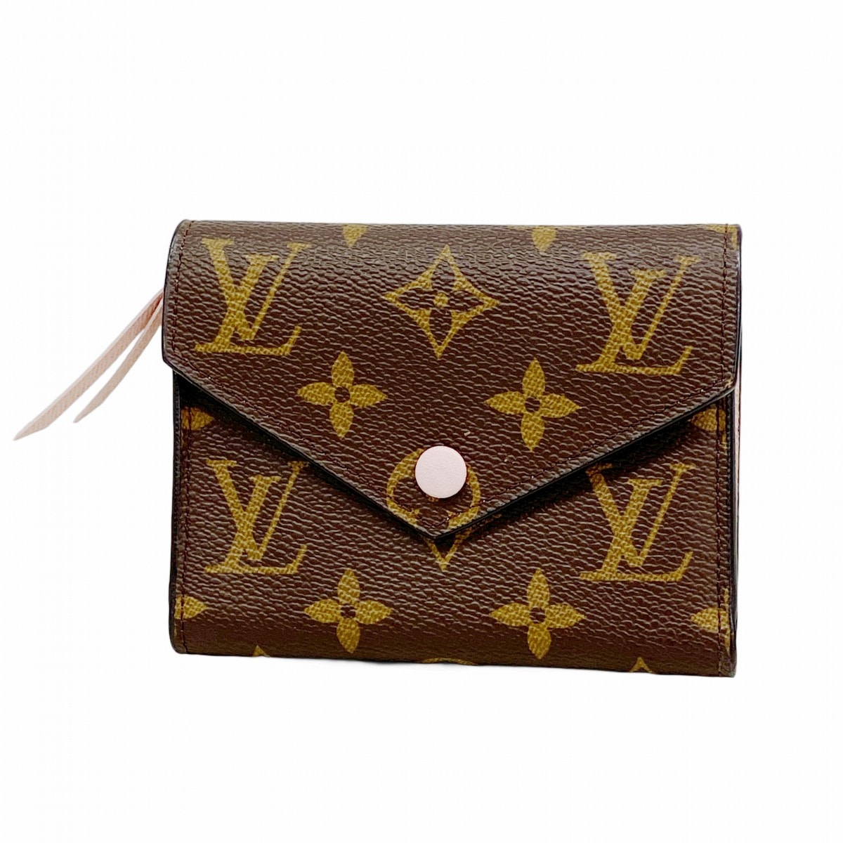 【6dd4795】ルイヴィトン 三つ折り財布 モノグラム ポルトフォイユヴィクトリーヌ M62360 ブラウン ローズバレリーヌ【中古】レディース