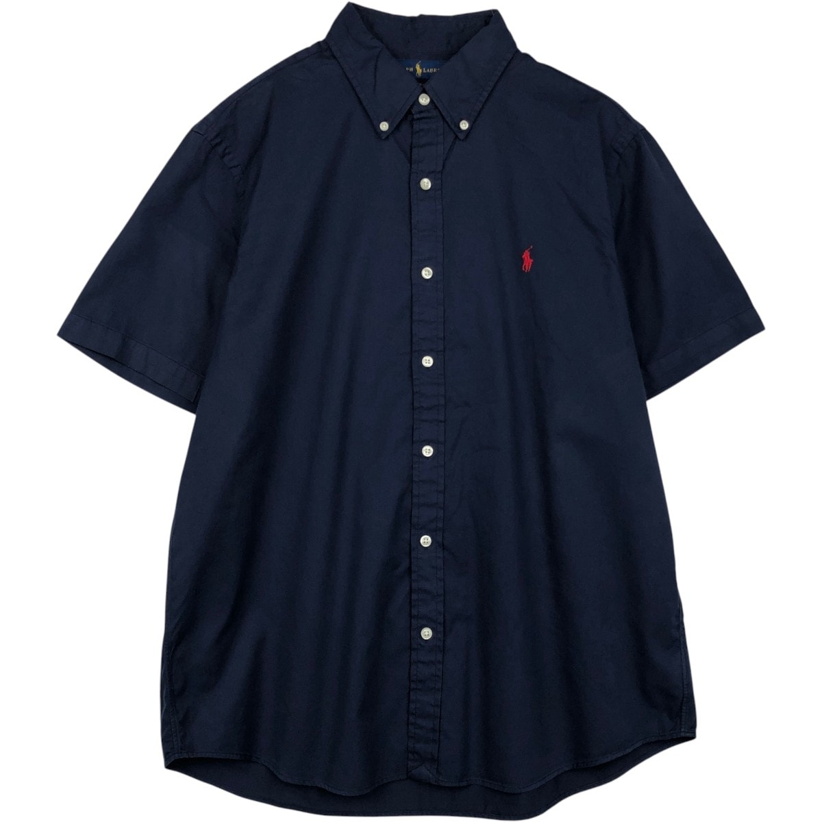 古着 ラルフローレン Ralph Lauren CLASSIC FIT FEATHER WEIGHT TWILL RL UNTUCKED FIT 半袖 ボタンダウンシャツ メンズL相当/eaa660928