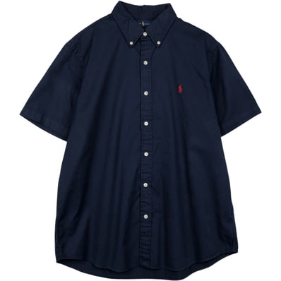 古着 ラルフローレン Ralph Lauren CLASSIC FIT FEATHER WEIGHT TWILL RL UNTUCKED FIT 半袖 ボタンダウンシャツ メンズL相当/eaa660928