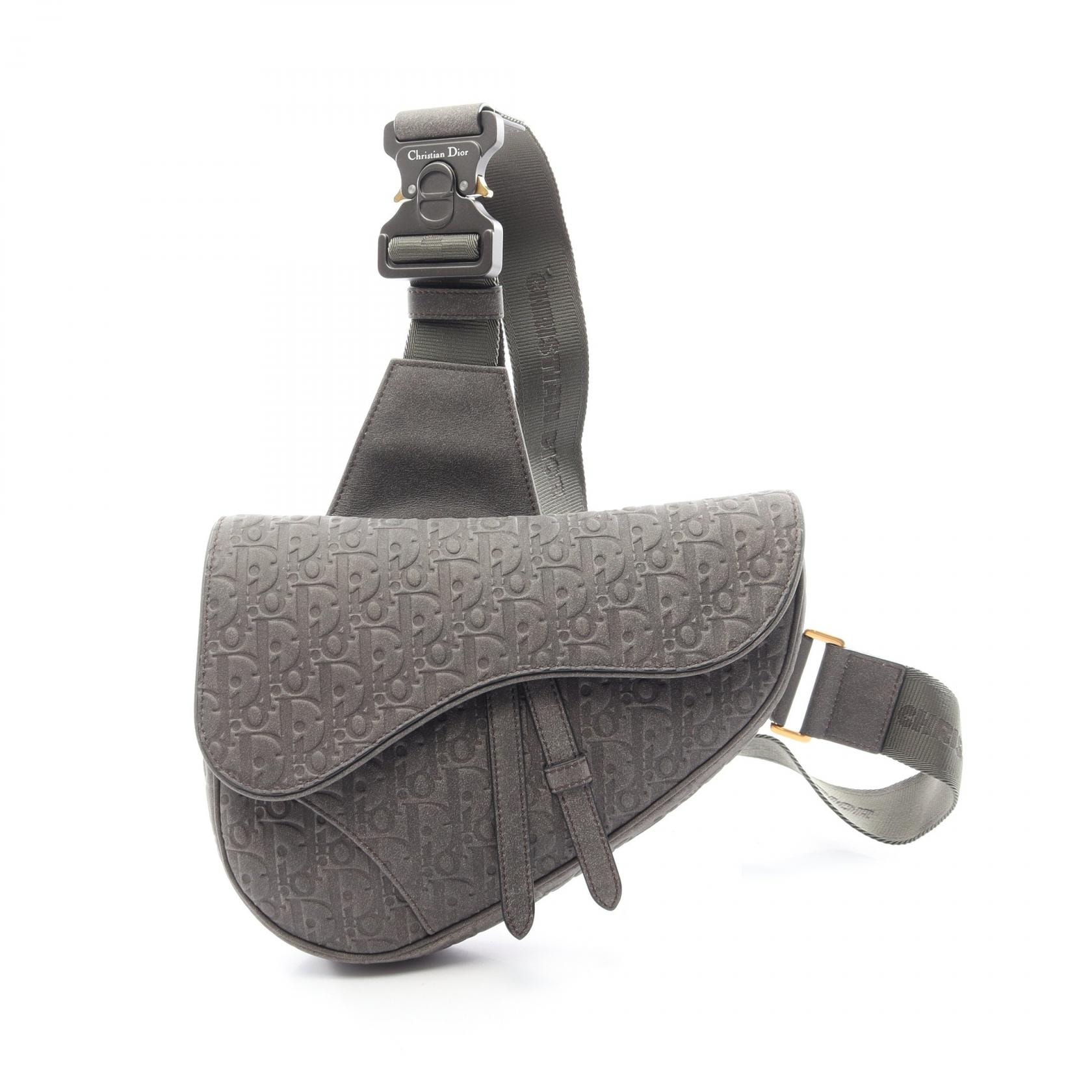 ディオール Dior TEARS ティアーズ サドルバッグ ウエストバッグ ボディバッグ バッグ レザー メンズ グレー系 【中古】
