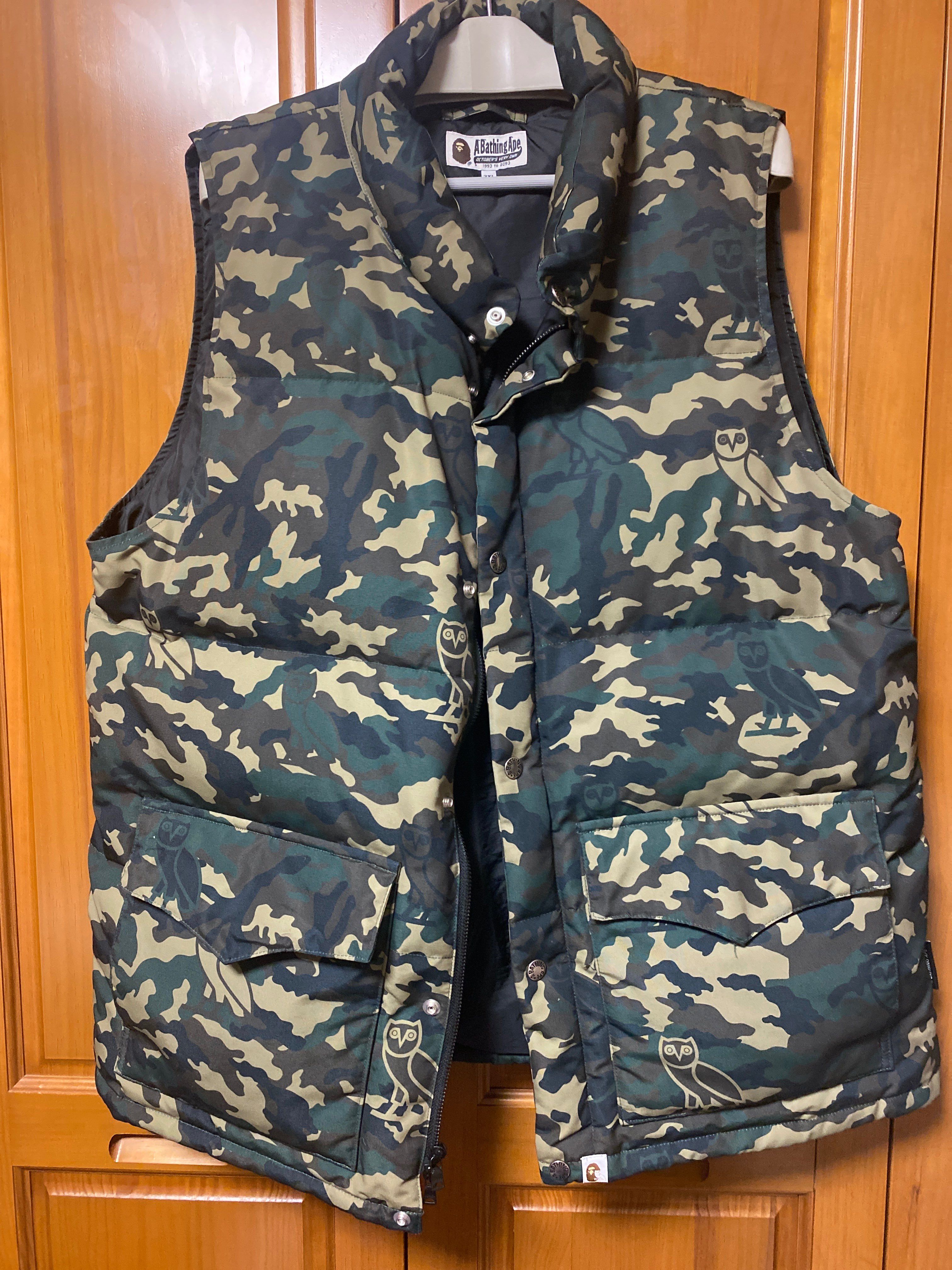 A BATHING APE X OVO WOODLAND CAMO DOWN VEST "Green"