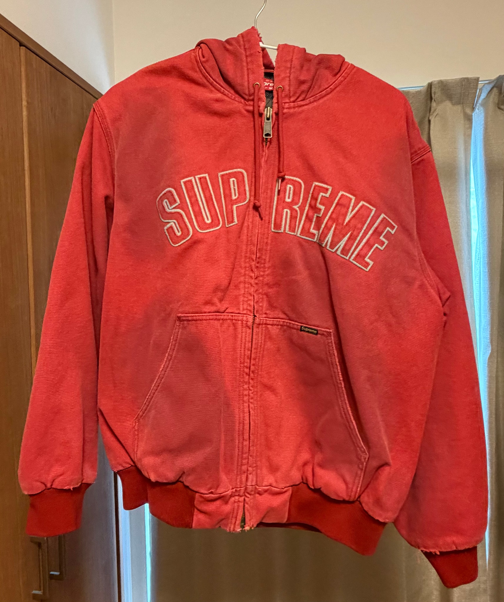Supreme Reflective Arc Hooded Work Jacket "Red"