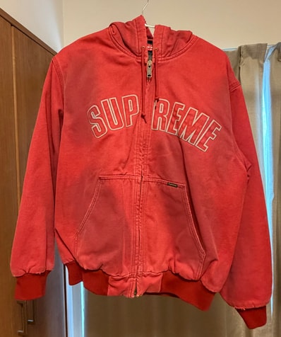 Supreme Reflective Arc Hooded Work Jacket "Red"