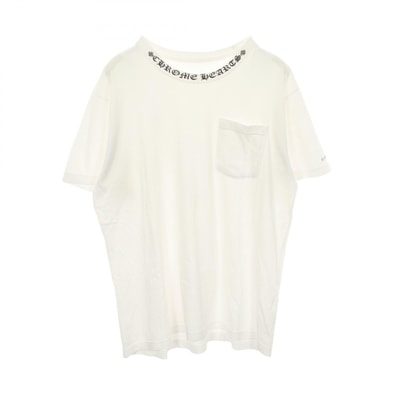 クロムハーツ CHROME HEARTS ネックロゴ 半袖Tシャツ 衣料品 トップス コットン メンズ ホワイト系 【中古】