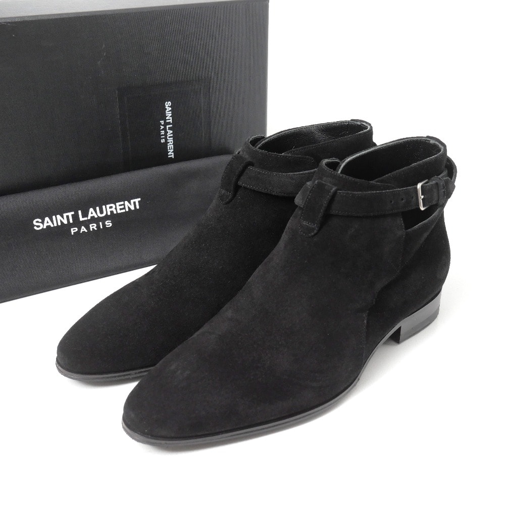 ■美品■SAINT LAURENT PARIS サンローランパリ Jodhpur Cropped Boot ブーツ サイズ40/UK6 スエード ジョッパーブーツ アンクル クロップドブーツ ブランド古着【中古】20260820/RB0404