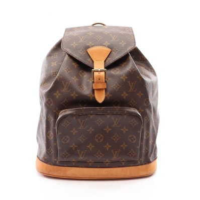 ルイ・ヴィトン LOUIS VUITTON モンスリGM リュックサック バックパック バッグ PVCコーティングキャンバス レザー モノグラム レディース ブラウン系 M51135 【中古】