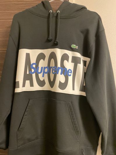 Supreme / Lacoste Logo Panel Hooded Sweatshirt "Black"