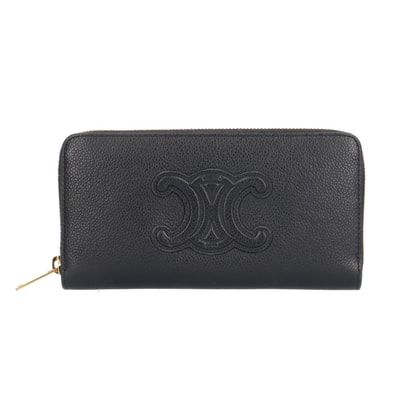セリーヌ ラージジップウォレット トリオンフ 長財布 レザー ユニセックス CELINE 中古
