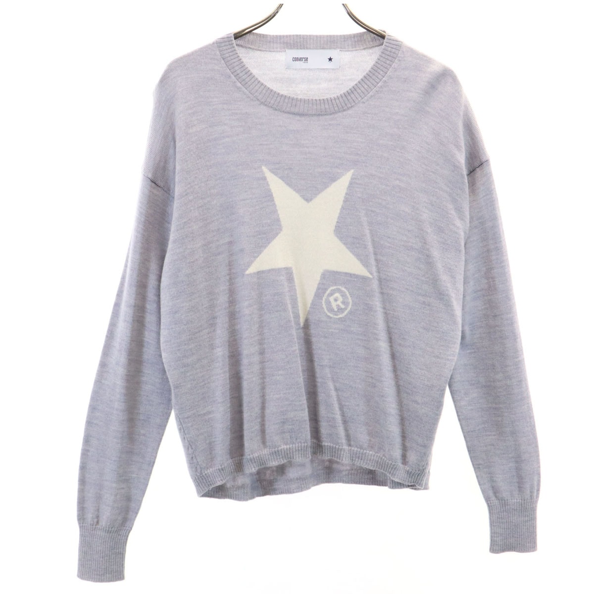 美品 CONVERSE コンバース TOKYO ウール 長袖 ニット グレー系 セーター