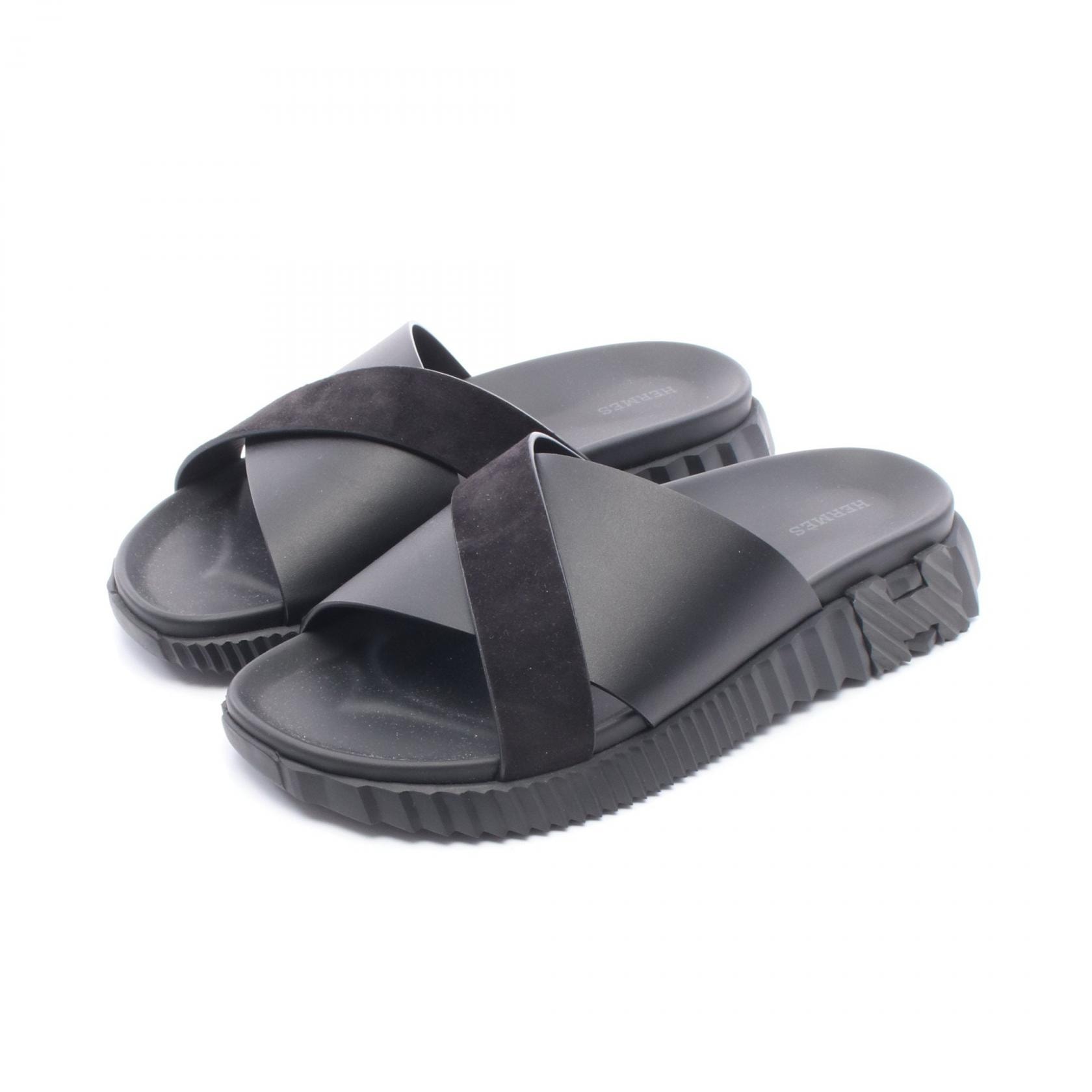 エルメス HERMES インフラ サンダル 靴 レザー スウェード メンズ ブラック系 【中古】