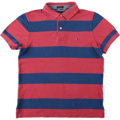古着 トミーヒルフィガー TOMMY HILFIGER CUSTOM FIT 半袖 ボーダー ポロシャツ メンズS相当/eaa668424