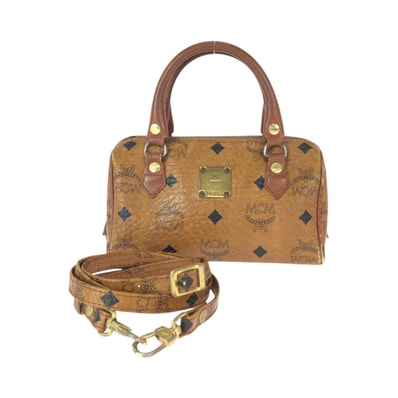 MCM エム シー エム ヴィンテージ ヴィセトス 2way ブラウン キャメル ゴールド金具 PVC ショルダーバッグ ハンドバッグ 601083 【中古】