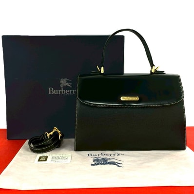 BURBERRY バーバリー ロゴ 金具 レザー ショルダーバッグ ブラック
75841