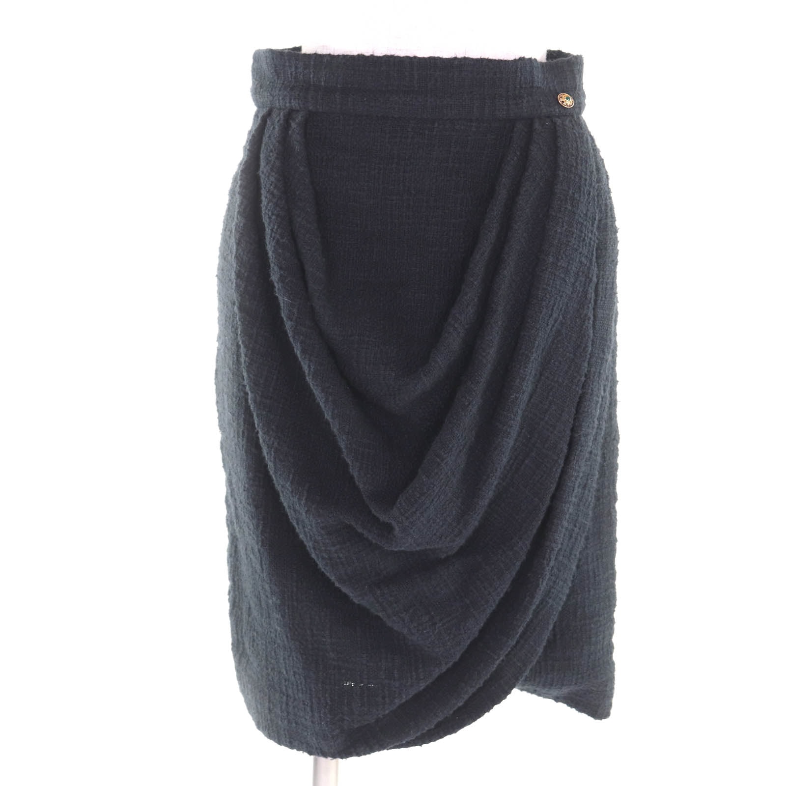 美品 シャネル ツイードスカート ブラック レディース 38 P43905V32289