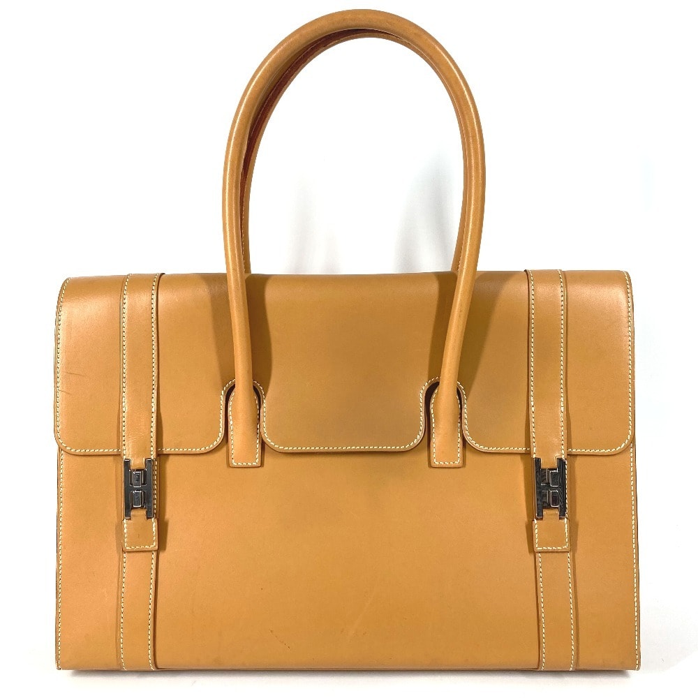 エルメス HERMES ドラッグ37 ドラッグ 37  H金具 カバン トートバッグ ビジネスバッグ ハンドバッグ ボックスカーフ D□刻 ナチュラル ベージュ