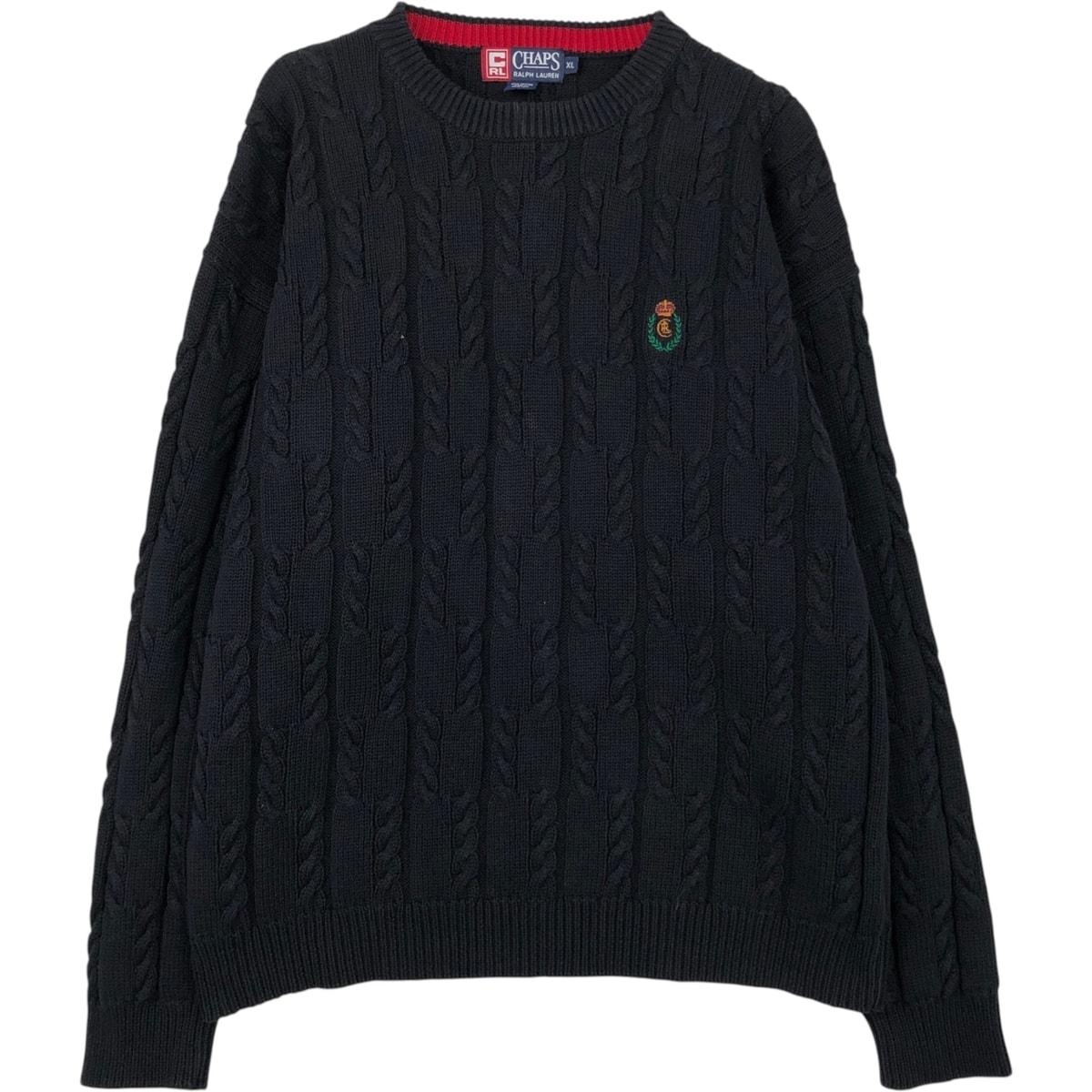 古着 ラルフローレン Ralph Lauren CHAPS チャップス ケーブル編み コットンニットセーター メンズXL相当/eaa619217
