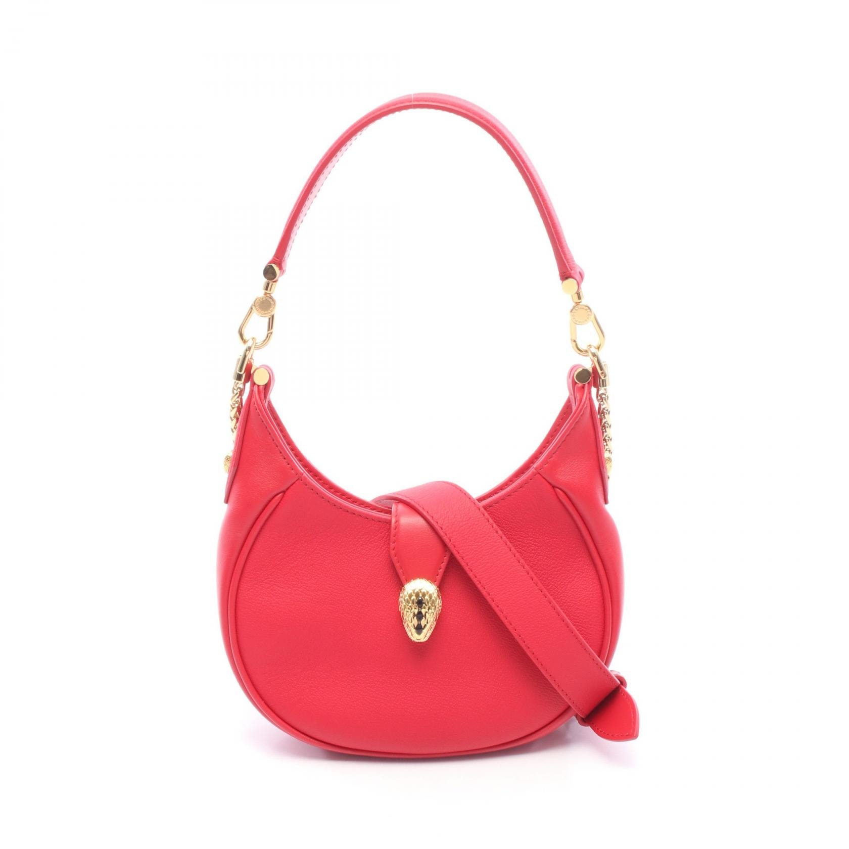 ブルガリ BVLGARI セルペンティ エリプス スモール 2WAY ショルダーバッグ バッグ レザー レディース レッド系 【中古】