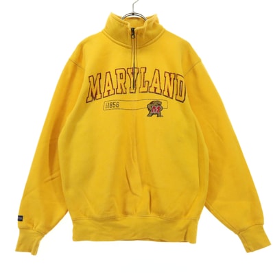 JANSPORTS ジャンスポーツ 裏起毛 英字 長袖 ハーフジップ トレーナー S オレンジ