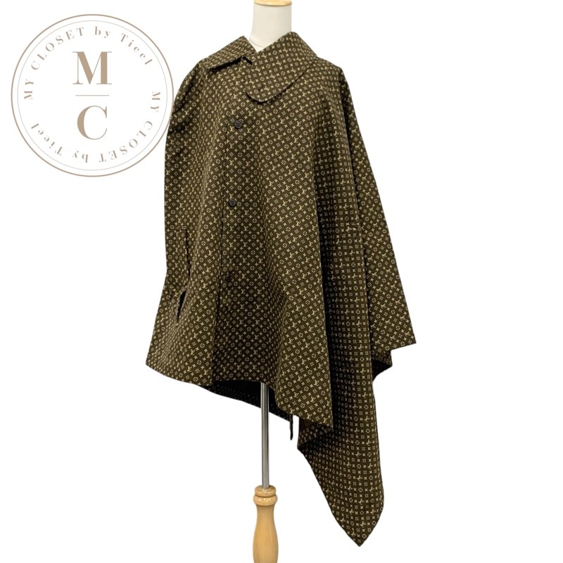 ルイヴィトン LOUIS VUITTON アウター コットン ブラウン ロゴ NIGO マイクロモノグラム ポンチョ ケープ メンズ