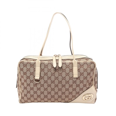 グッチ GUCCI ニューブリット GGキャンバス ハンドバッグ バッグ キャンバス レザー レディース ベージュ系 / アイボリー系 169971 【中古】