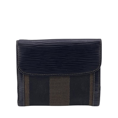 フェンディ FENDI 二つ折り財布 ペカン コンパクトウォレット Wホック ブラック