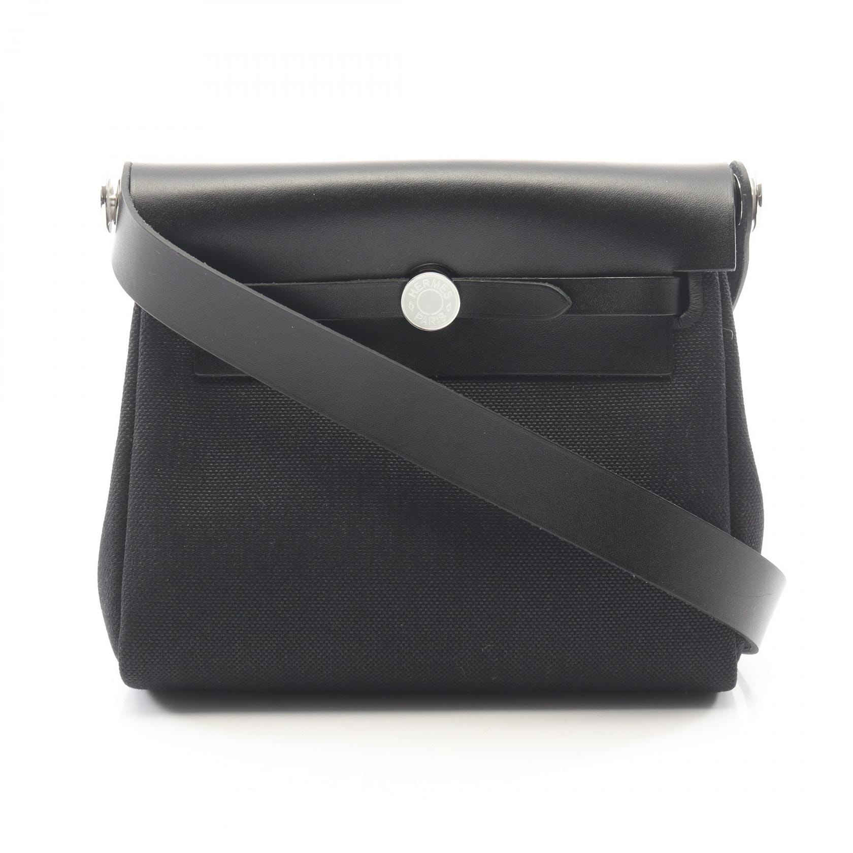 エルメス HERMES エールバッグジップ ミニ ショルダーバッグ バッグ キャンバス レザー ヴァッシュハンター トワルミリタリー レディース ブラック系 【中古】