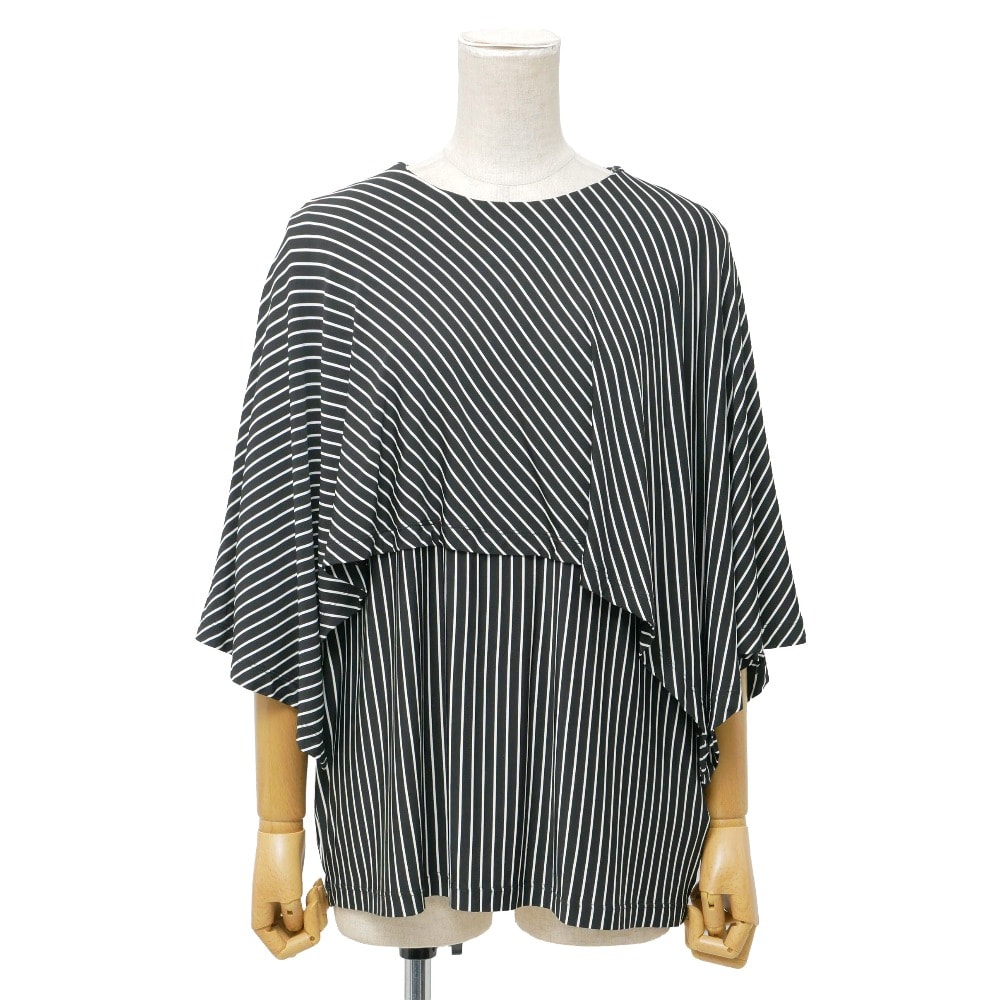 ■美品■mm6 maison margiela エムエムシックス メゾン マルジェラ ブラウス サイズM ケープブラウス ストライプ イタリア製 ブランド古着【中古】20260516/RA9413
