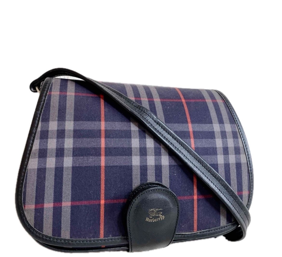  BURBERRY フラップ ノバチェック ショルダーバッグ レザー ホース