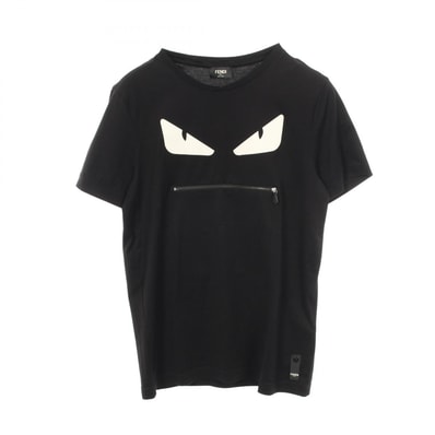 フェンディ FENDI モンスター ジップ 半袖Tシャツ 衣料品 トップス コットン メンズ ブラック系 【中古】