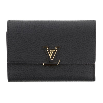 【値下げ】 LOUIS VUITTON ルイ・ヴィトン ポルトフォイユ カプシーヌ コンパクト 二つ折り財布 M62157 レザー ブラック ピンク レディース【中古】