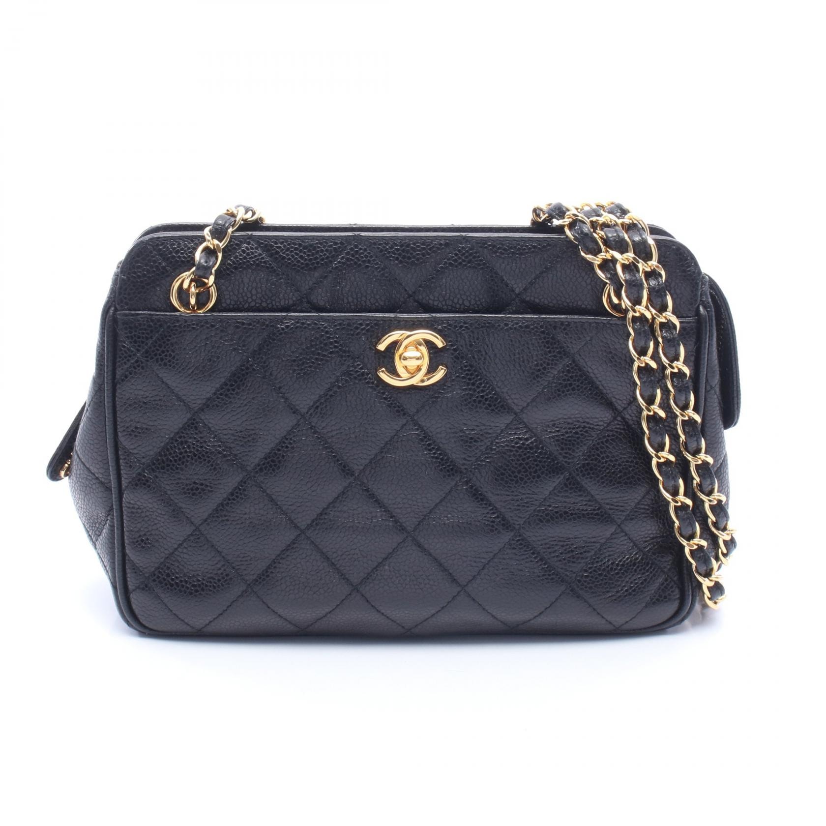 シャネル CHANEL マトラッセ チェーンショルダー ショルダーバッグ バッグ キャビアスキン(グレインドカーフ) レディース ブラック系 A23057 【中古】