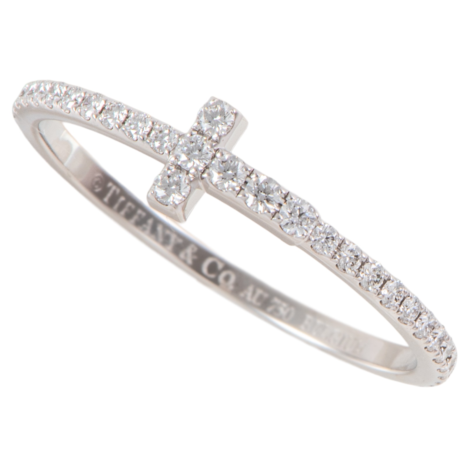 TIFFANY&Co. ティファニー ティファニーT フルサークル ダイヤモンド ワイヤー バンド リング 指輪 13号 K18WG ダイヤモンド シルバー【中古】