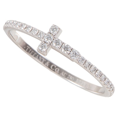 TIFFANY&Co. ティファニー ティファニーT フルサークル ダイヤモンド ワイヤー バンド リング 指輪 13号 K18WG ダイヤモンド シルバー【中古】
