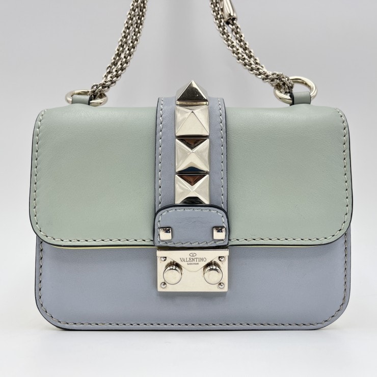 VALENTINO GARAVANI(ヴァレンティノ・ガラヴァーニ)ロックスタッズ チェーンショルダーバッグ レザー マルチカラー パステルカラー レディース【中古】
