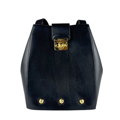 サルヴァトーレフェラガモ Salvatore Ferragamo ショルダーバッグ レザー ブラック ゴールド レディース【中古】 z9644