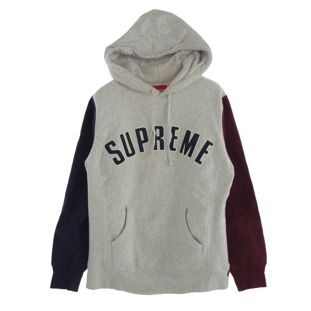 Supreme シュプリーム パーカー 16AW Color Blocked Arc Logo Hooded Sweatshirt アーチロゴ スウェットパーカー グレー系 S【中古】