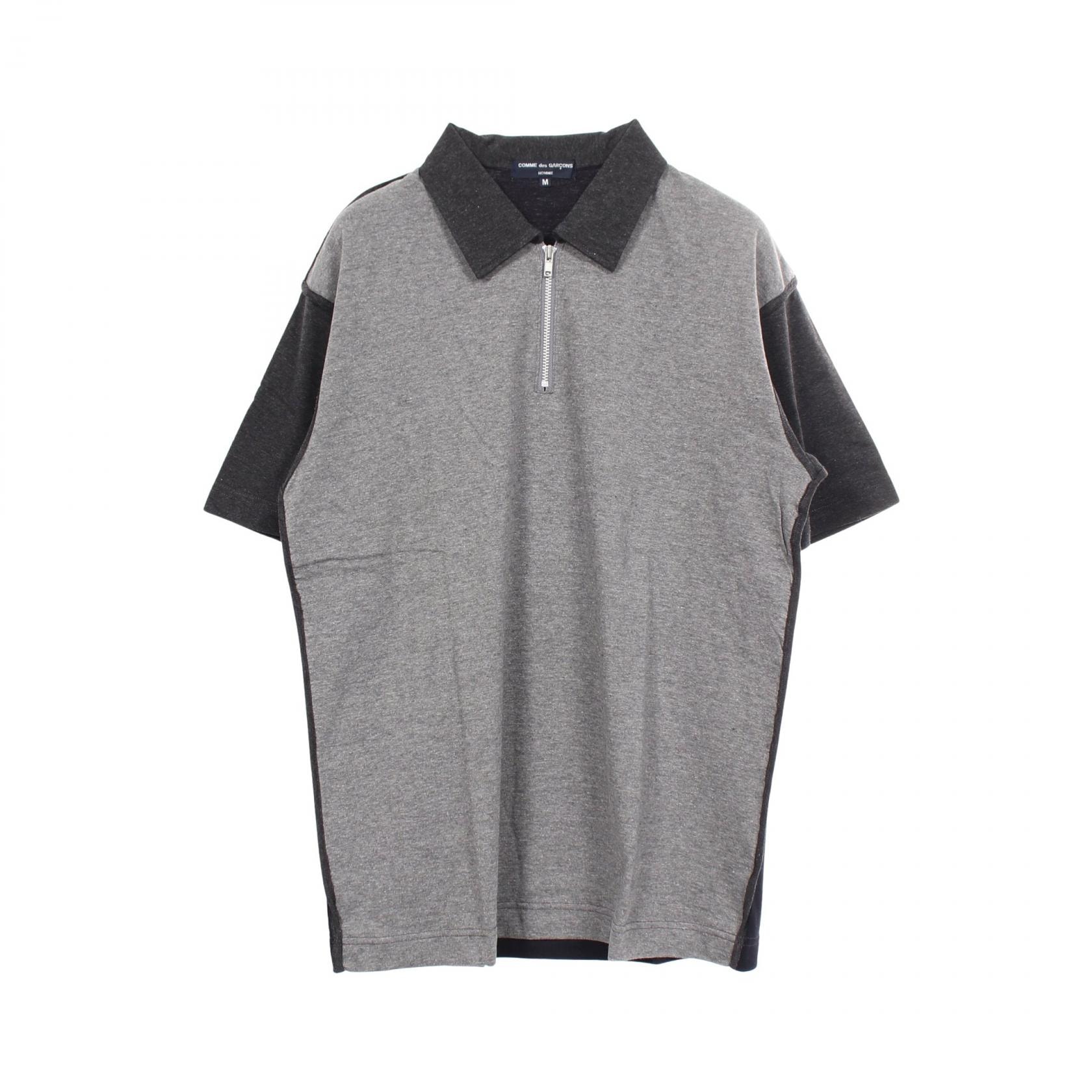 コムデギャルソンオム COMME des GARCONS HOMME ハーフジップ ポロシャツ 衣料品 トップス コットン メンズ グレー系 / ネイビー系 HO-T027 【中古】