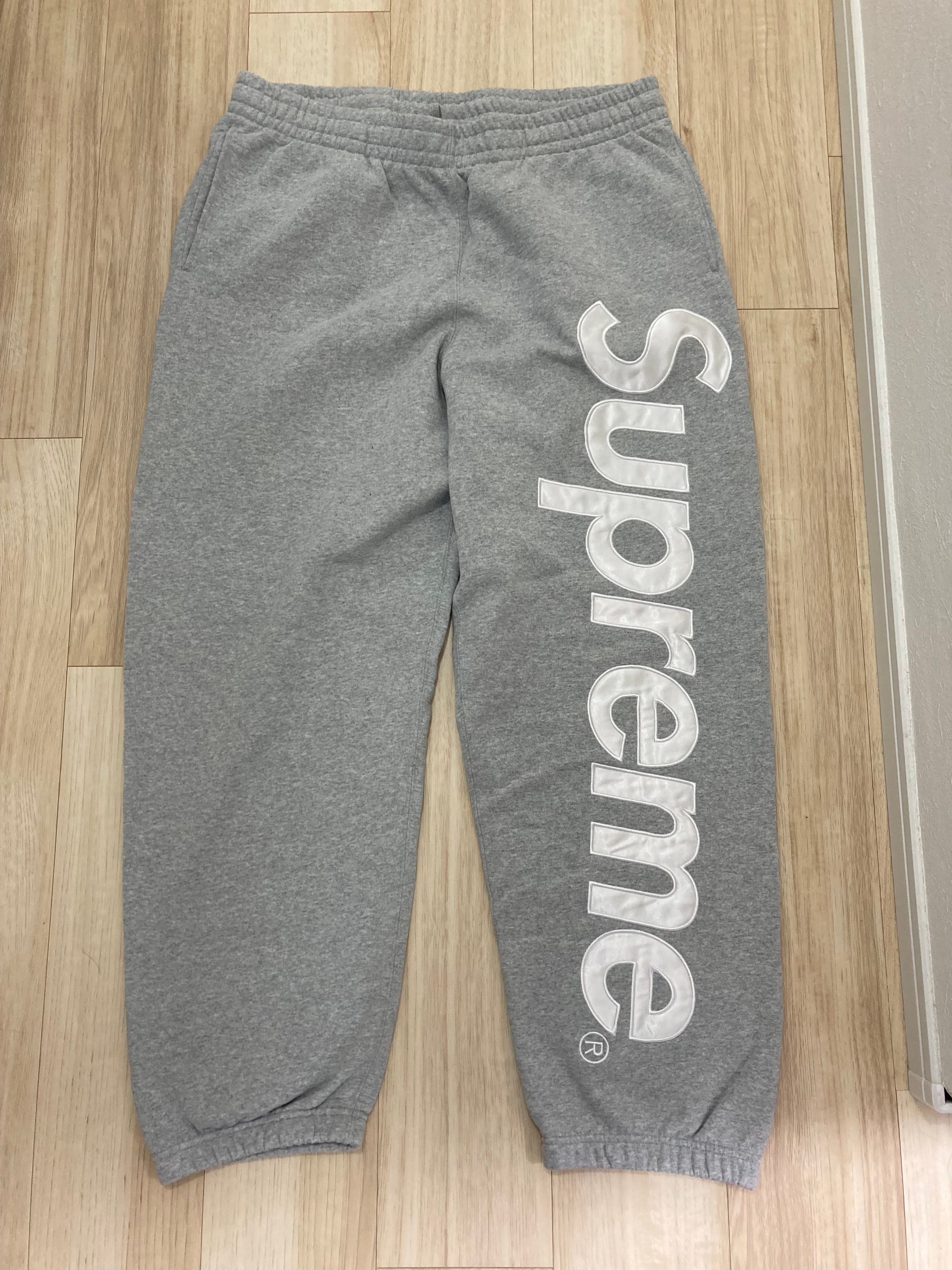 Supreme Satin Applique Sweatpant "Heather Grey" (22FW)