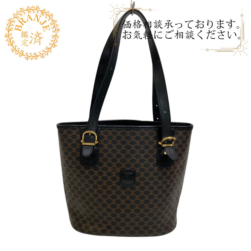 セリーヌ CELINE トートバッグ マカダム バケツ ハンドバッグ ブラック