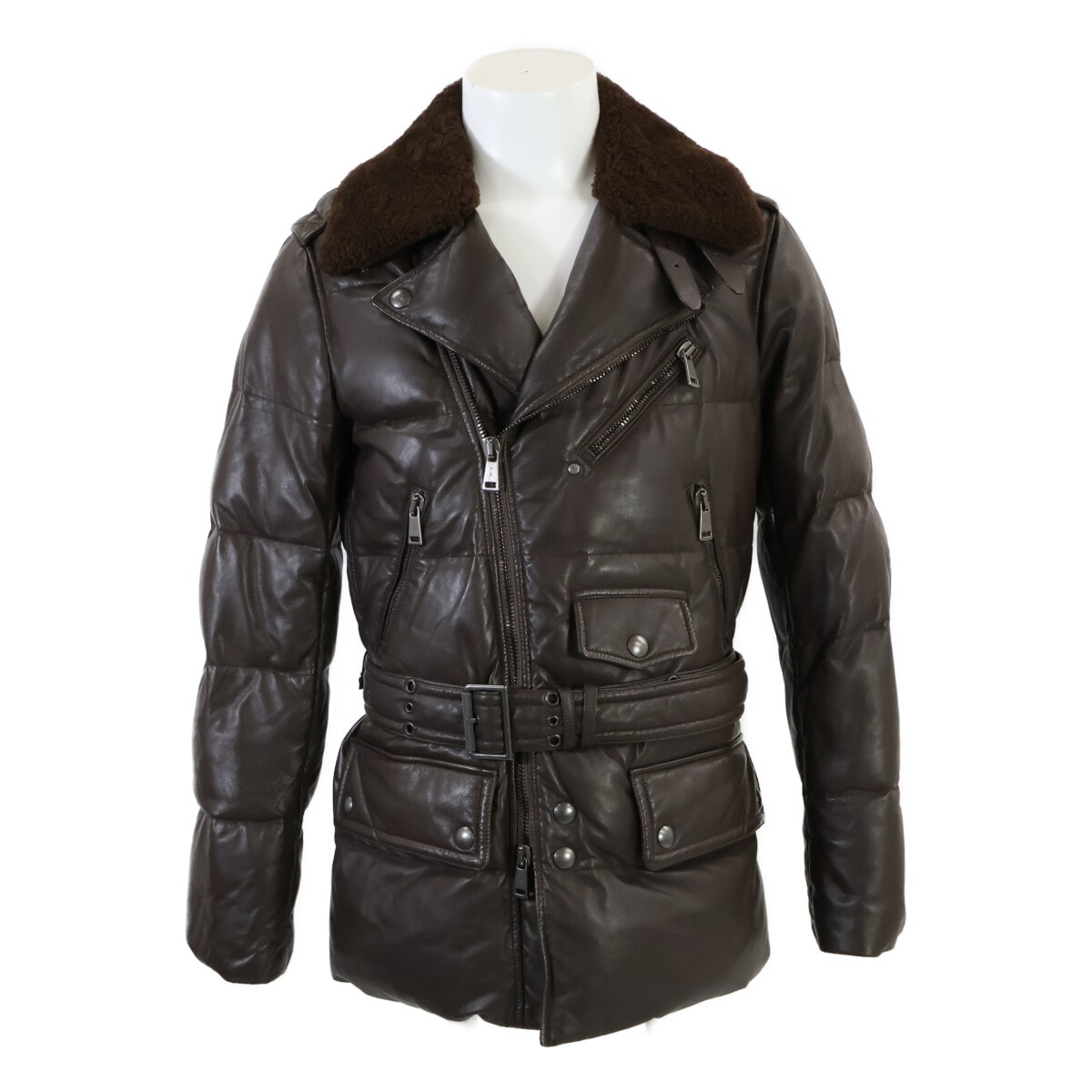 ラルフローレン パープルレーベル 【国内正規】790515016001 シアリングカラー ラムスキン ベルト付 ダウン S