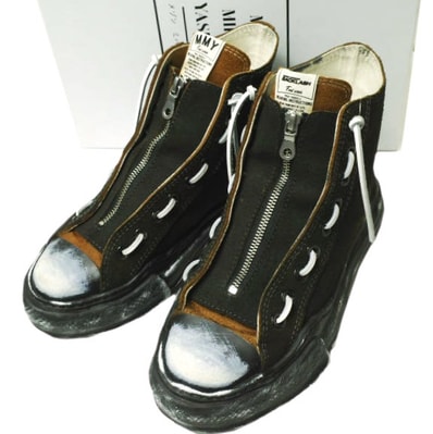 イサムカタヤマバックラッシュ メゾン ミハラヤスヒロ 24SS 別注 PETERSON OG SOLE STEER SUEDE GARMENT-DYED HIGH-TOP SNEAKER C11FW710 42(26.5cm) BLACK スニーカー シューズ